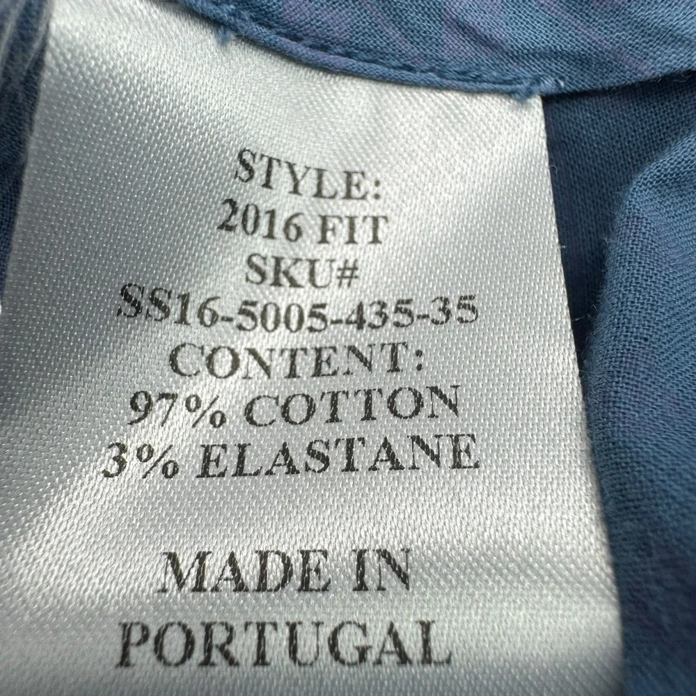 J.Hilburn Blue‎ Cotton Elastane Flat Front Chino Pants Men's Size 34x30